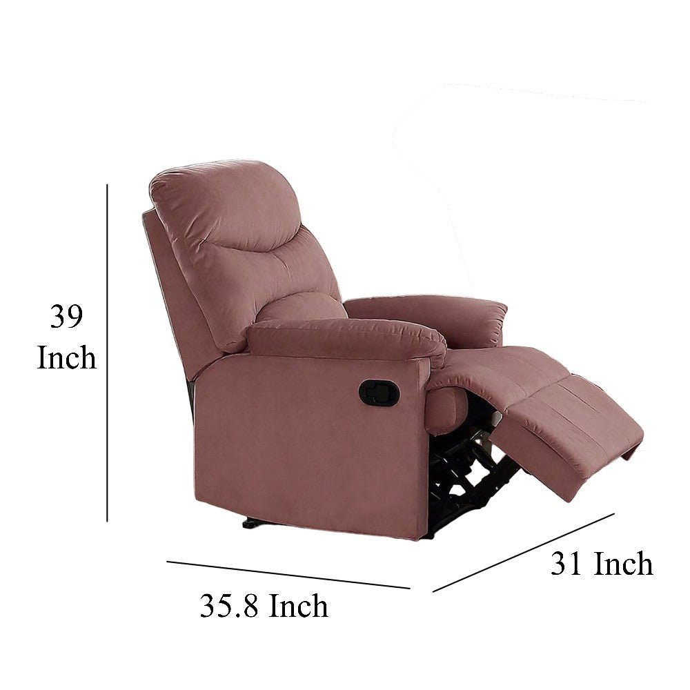 Karry Manual Recliner Chair Cushioned Blush Pink Velvet Solid Wood BM326100