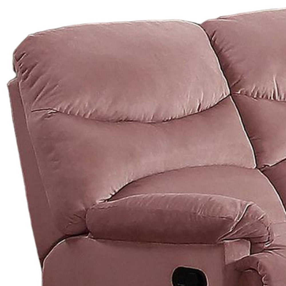 Karry Manual Recliner Loveseat Blush Pink Velvet Solid Wood 53’’ BM326101