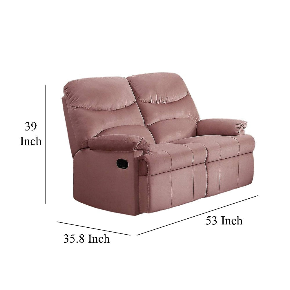 Karry Manual Recliner Loveseat Blush Pink Velvet Solid Wood 53’’ BM326101