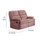 Karry Manual Recliner Loveseat Blush Pink Velvet Solid Wood 53’’ BM326101
