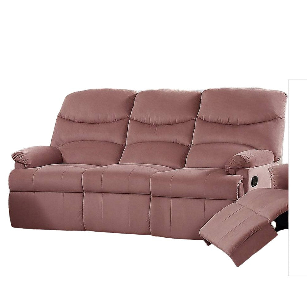 Karry Manual Recliner Sofa Blush Pink Velvet Solid Wood Frame 73’’ BM326102