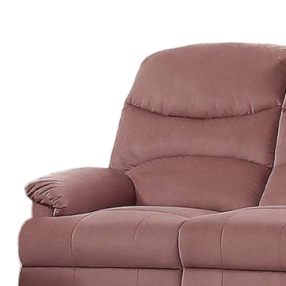 Karry Manual Recliner Sofa Blush Pink Velvet Solid Wood Frame 73’’ BM326102