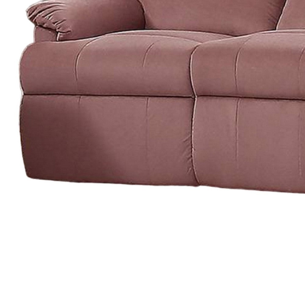 Karry Manual Recliner Sofa Blush Pink Velvet Solid Wood Frame 73’’ BM326102