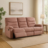 Karry Manual Recliner Sofa, Blush Pink Velvet, Solid Wood Frame, 73"