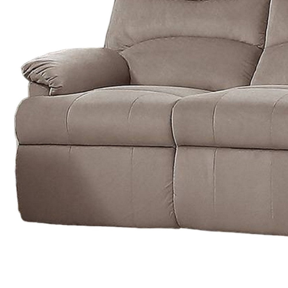 Karry Manual Recliner Sofa Light Brown Velvet 73’’ Solid Wood Frame BM326105