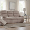 Karry Manual Recliner Sofa, Light Brown Velvet, 73" Solid Wood Frame