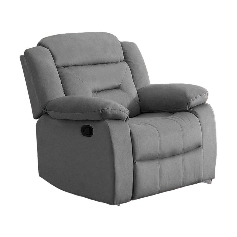 Niko Manual Recliner Chair Soft Tufted Light Gray Velvet Solid Wood BM326106