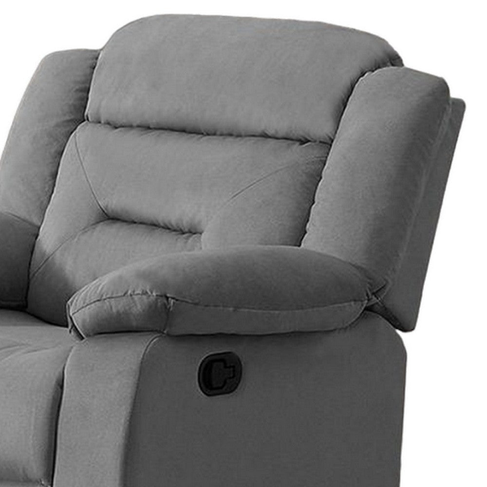Niko Manual Recliner Chair Soft Tufted Light Gray Velvet Solid Wood BM326106