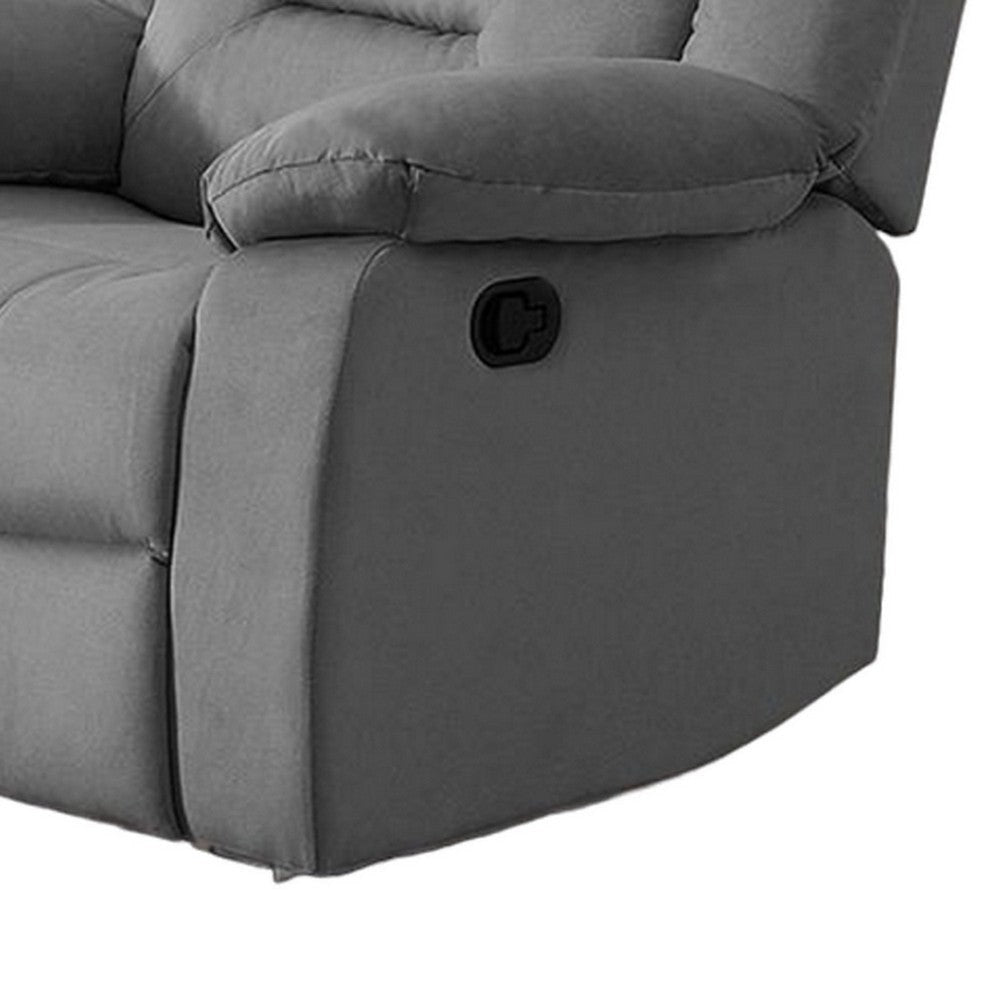 Niko Manual Recliner Chair Soft Tufted Light Gray Velvet Solid Wood BM326106