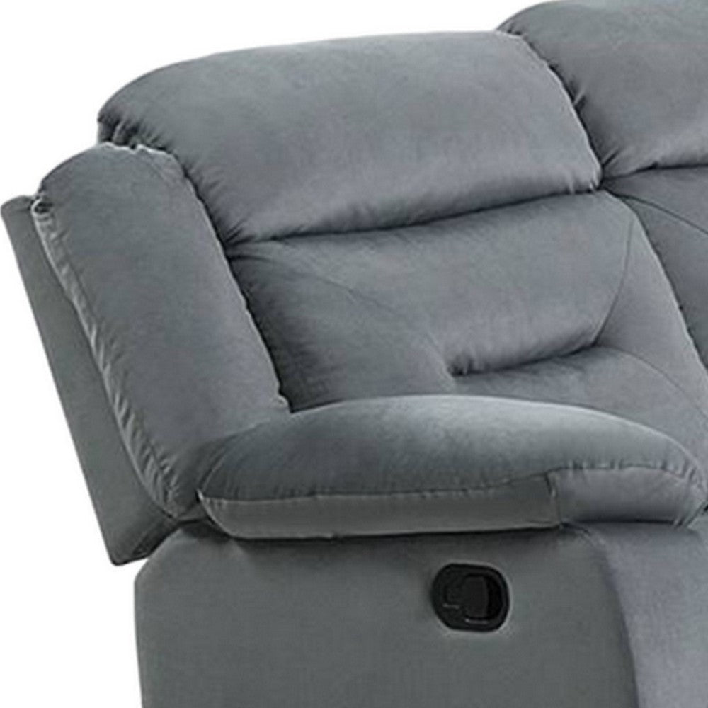 Niko Manual Recliner Loveseat Light Gray Velvet Solid Wood 60’’ BM326107