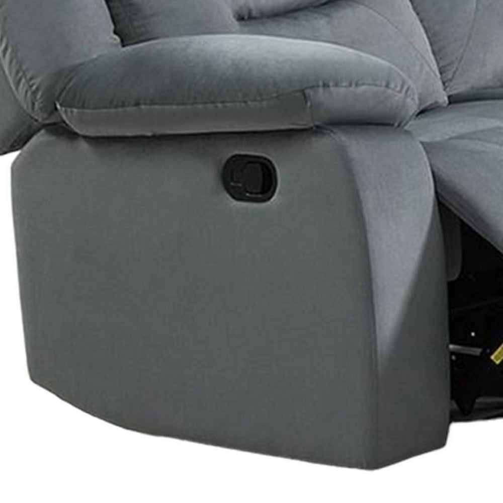 Niko Manual Recliner Loveseat Light Gray Velvet Solid Wood 60’’ BM326107