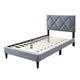 Lilian Full Size Bed Tufted Gray Velvet Upholstery Diamond Stitch
