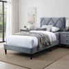 Lilian Full Size Bed, Tufted Gray Velvet Upholstery, Diamond Stitch