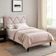 Lilian Full Bed, Tufted Light Pink Velvet Upholstery, Diamond Stitch