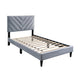 Lilian Full Size Bed, Tufted Gray Velvet Upholstery, Chevron Stitch