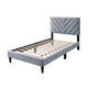 Lilian Full Size Bed Tufted Gray Velvet Upholstery Chevron Stitch