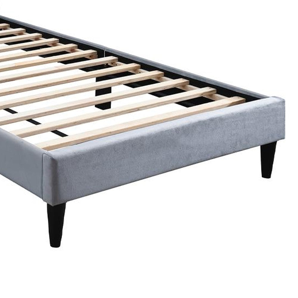 Lilian Full Size Bed Tufted Gray Velvet Upholstery Chevron Stitch