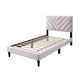 Lilian Full Bed Tufted Light Pink Velvet Upholstery Chevron Stitch