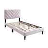 Lilian Twin Bed, Tufted Light Pink Velvet Upholstery, Chevron Stitch