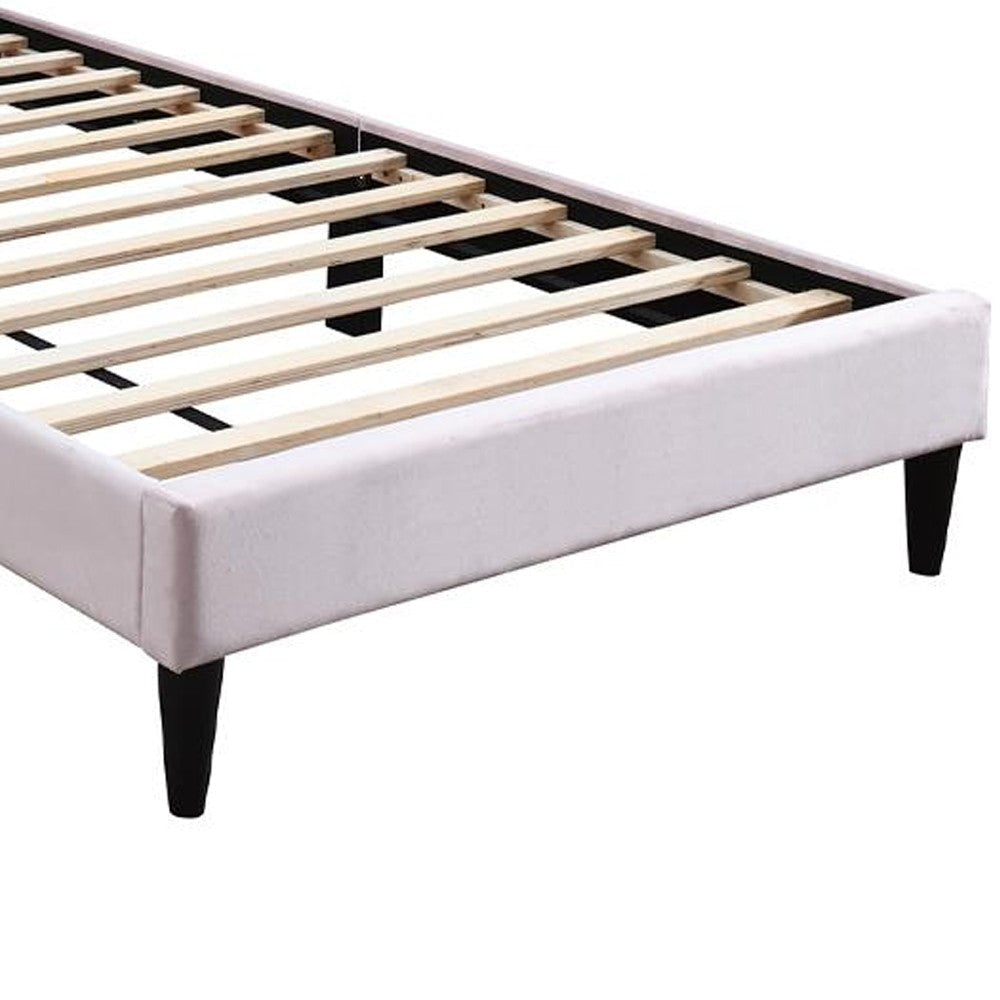 Lilian Twin Bed Tufted Light Pink Velvet Upholstery Chevron Stitch