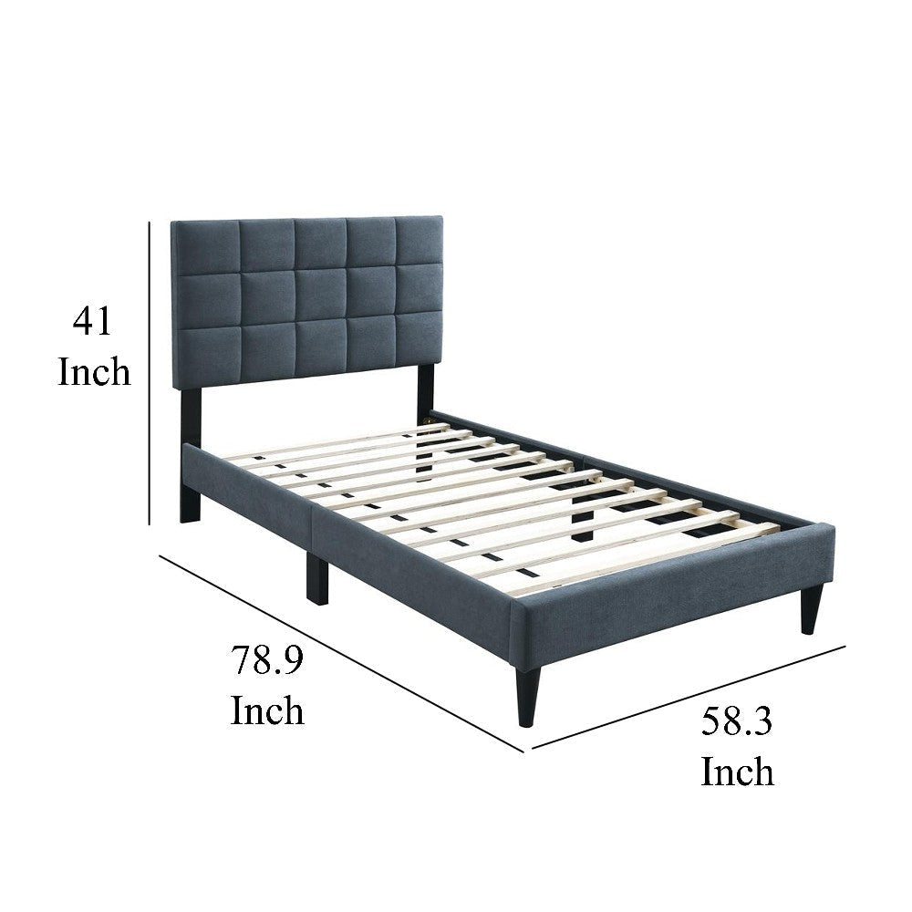 Lilian Full Bed Soft Biscuit Tufted Charcoal Gray Linen Upholstery