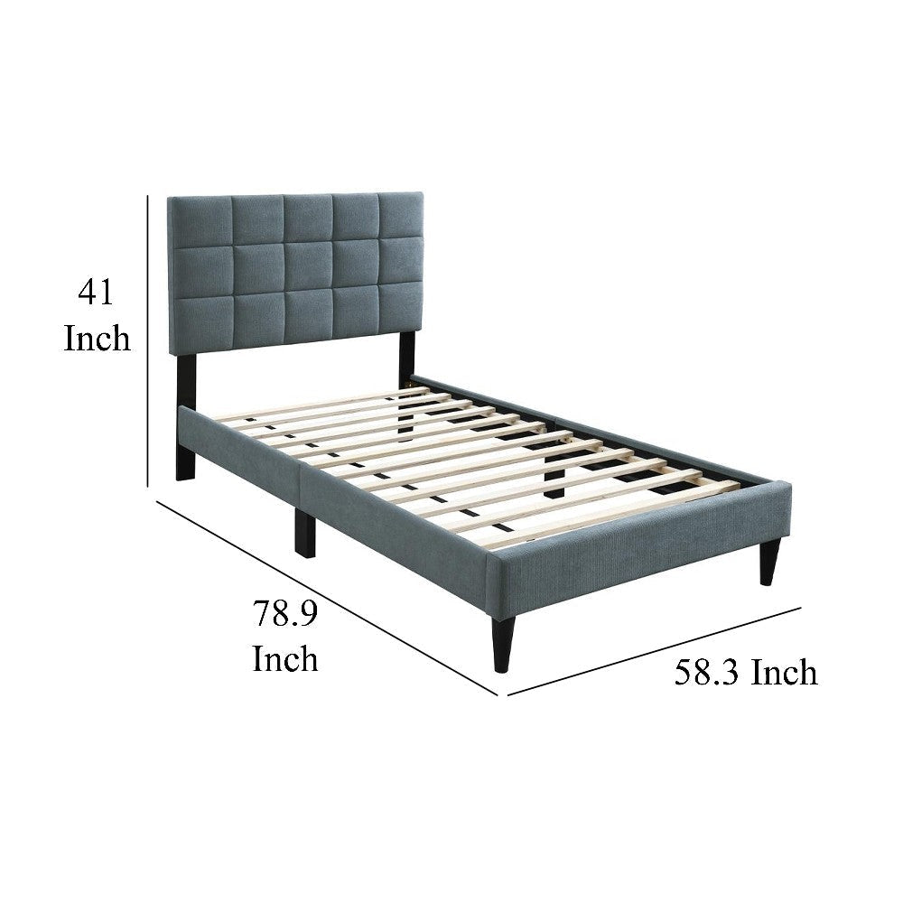 Lilian Full Bed Tufted Gray Linen Upholstery Biscuit Tufted Stitch