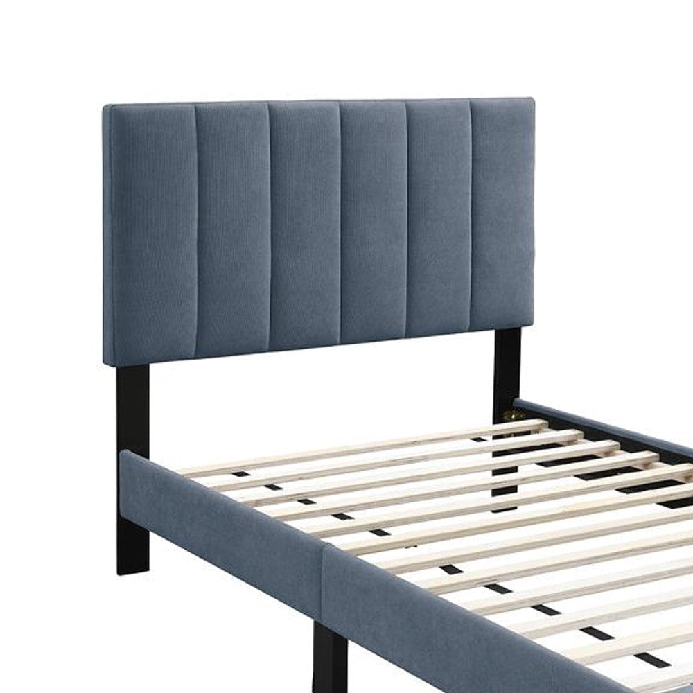 Lilian Full Bed Soft Channel Tufted Charcoal Gray Linen Upholstery