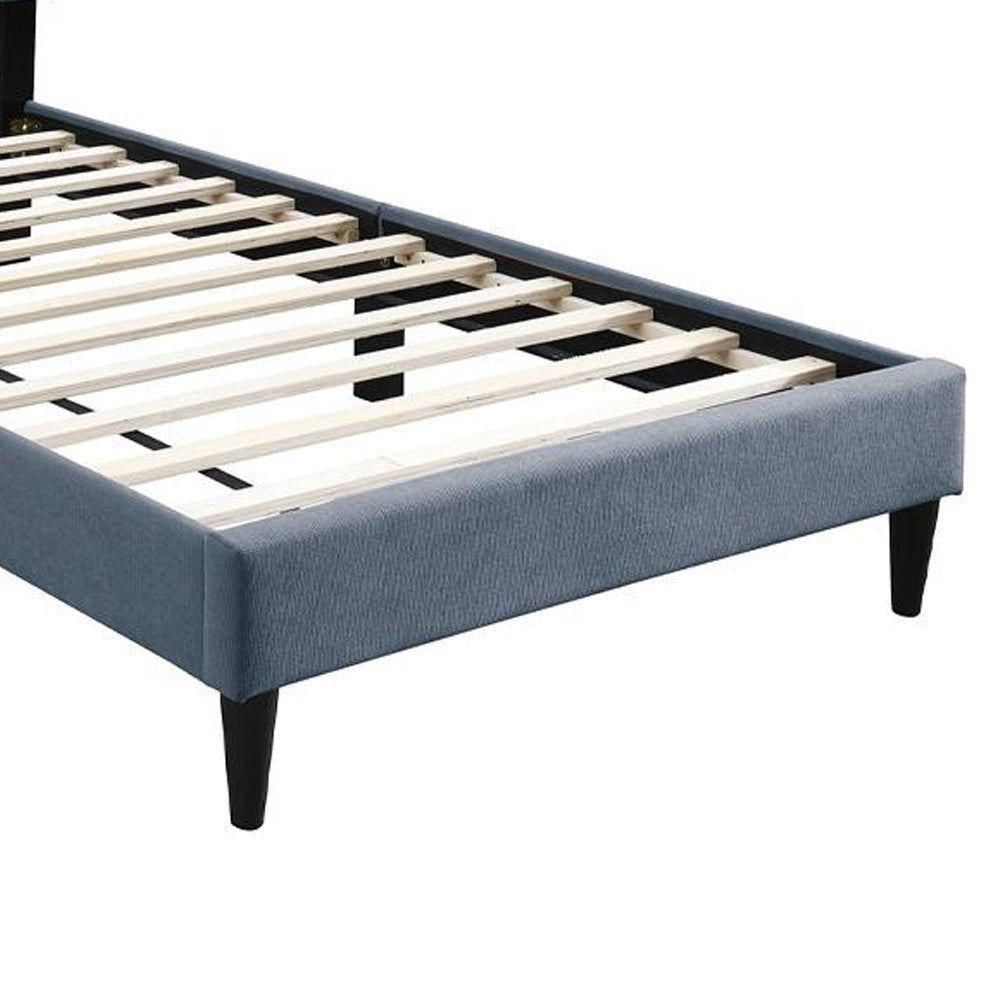 Lilian Full Bed Soft Channel Tufted Charcoal Gray Linen Upholstery