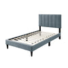 Lilian Full Bed Soft Channel Tufted Light Gray Linen Upholstery