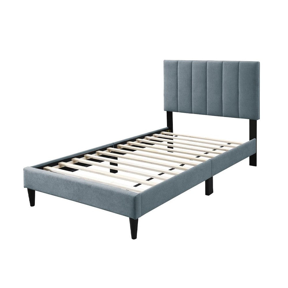 Lilian Full Bed Soft Channel Tufted Light Gray Linen Upholstery