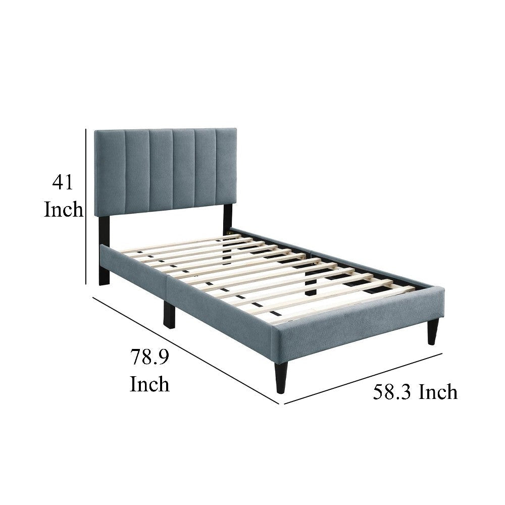 Lilian Full Bed Soft Channel Tufted Light Gray Linen Upholstery