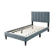 Lilian Twin Bed Soft Channel Tufted Light Gray Linen Upholstery