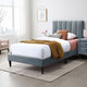 Lilian Twin Bed, Soft Channel Tufted Light Gray Linen Upholstery