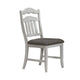 Zeke Dining Chairs, Set of 2, Ladder Back, Classic White Wood, Gray Fabric