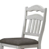 Zeke Dining Chairs, Set of 2, Ladder Back, Classic White Wood, Gray Fabric