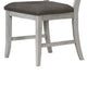 Zeke Dining Chairs, Set of 2, Ladder Back, Classic White Wood, Gray Fabric