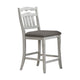 Zeke Counter Height Chairs, Set of 2, Ladder Back, Classic White Wood, Dark Gray