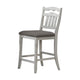 Zeke Counter Height Chairs, Set of 2, Ladder Back, Classic White Wood, Dark Gray