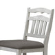 Zeke Counter Height Chairs, Set of 2, Ladder Back, Classic White Wood, Dark Gray