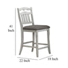 Zeke Counter Height Chairs, Set of 2, Ladder Back, Classic White Wood, Dark Gray