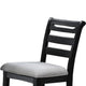Remus Counter Height Chairs, Set of 2, Ladder Back, Black Embossed Wood, Gray Fabric