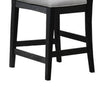 Remus Counter Height Chairs, Set of 2, Ladder Back, Black Embossed Wood, Gray Fabric