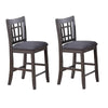 Raha Counter Height Chairs, Set of 2, Nailhead Trim, Open Square Back, Dark Gray