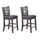 Raha Counter Height Chairs, Set of 2, Nailhead Trim, Open Square Back, Dark Gray