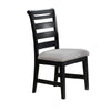 Remus Dining Chairs, Set of 2, Ladder Back, Black Rubberwood, Gray Fabric