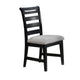 Remus Dining Chairs, Set of 2, Ladder Back, Black Rubberwood, Gray Fabric