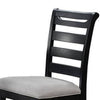 Remus Dining Chairs, Set of 2, Ladder Back, Black Rubberwood, Gray Fabric