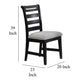 Remus Dining Chairs, Set of 2, Ladder Back, Black Rubberwood, Gray Fabric