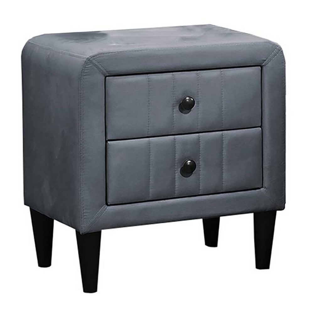 Rheo Nightstand with 2 Drawers 22’’ Particleboard Gray Velvet BM326146