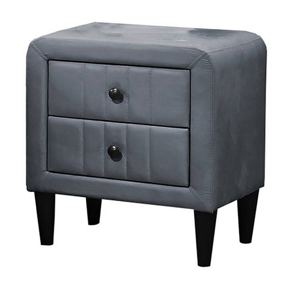 Rheo Nightstand with 2 Drawers 22’’ Particleboard Gray Velvet BM326146
